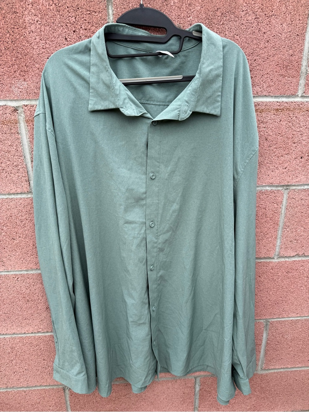 Men's Relaxed Button-Up Shirt in Sage Green size 4XL